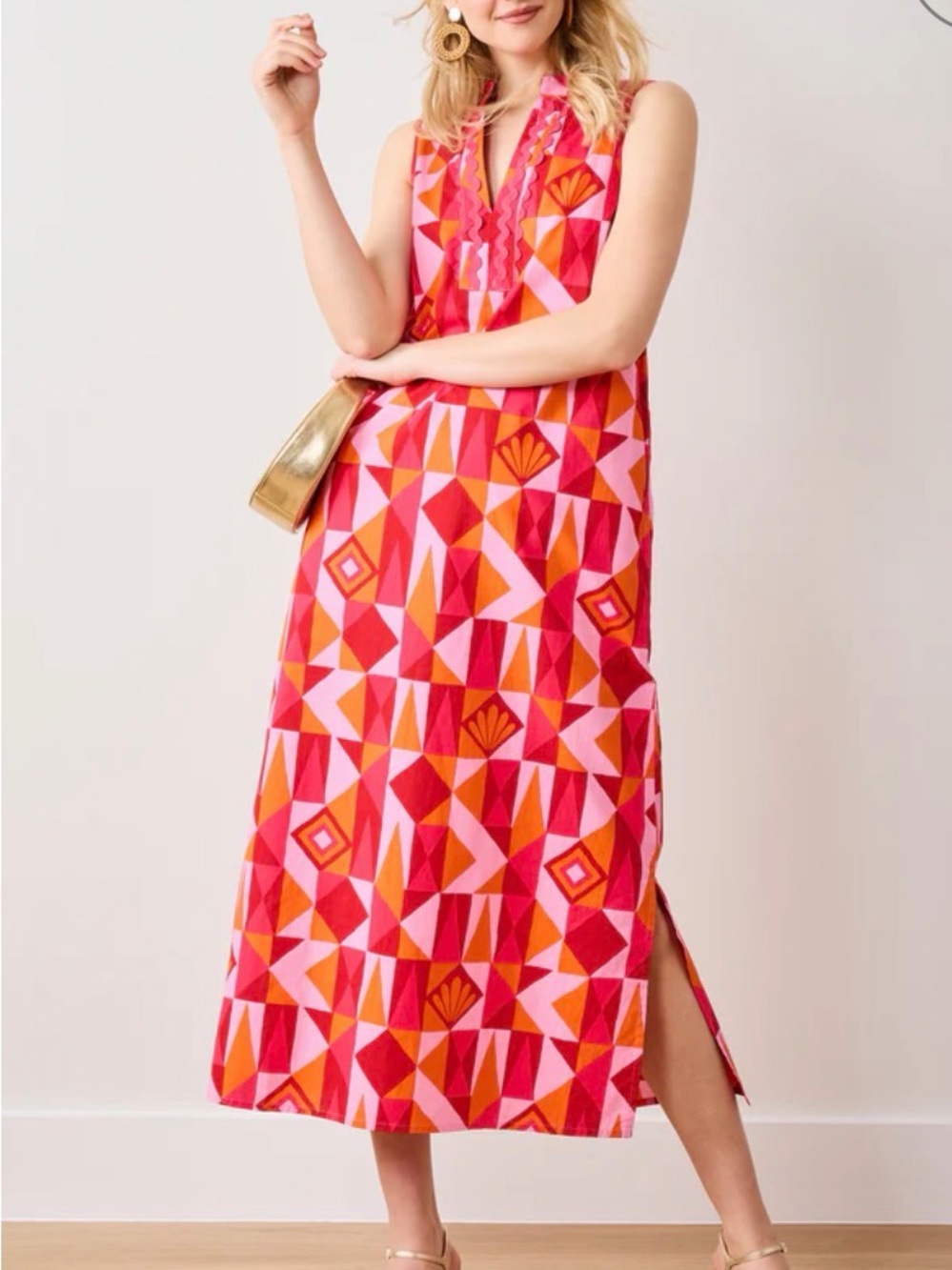 Printfresh Ocean View Long Tunic Dress in Underwater Mosaic